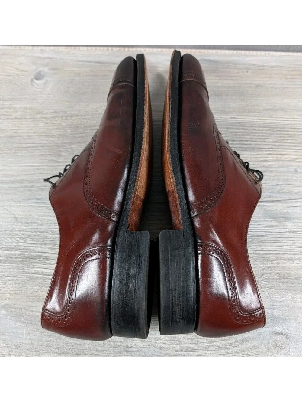 Bostonian Crown Windsor Cap Toe Oxford Mens 12 Brown Leather Brogue Dress Shoe